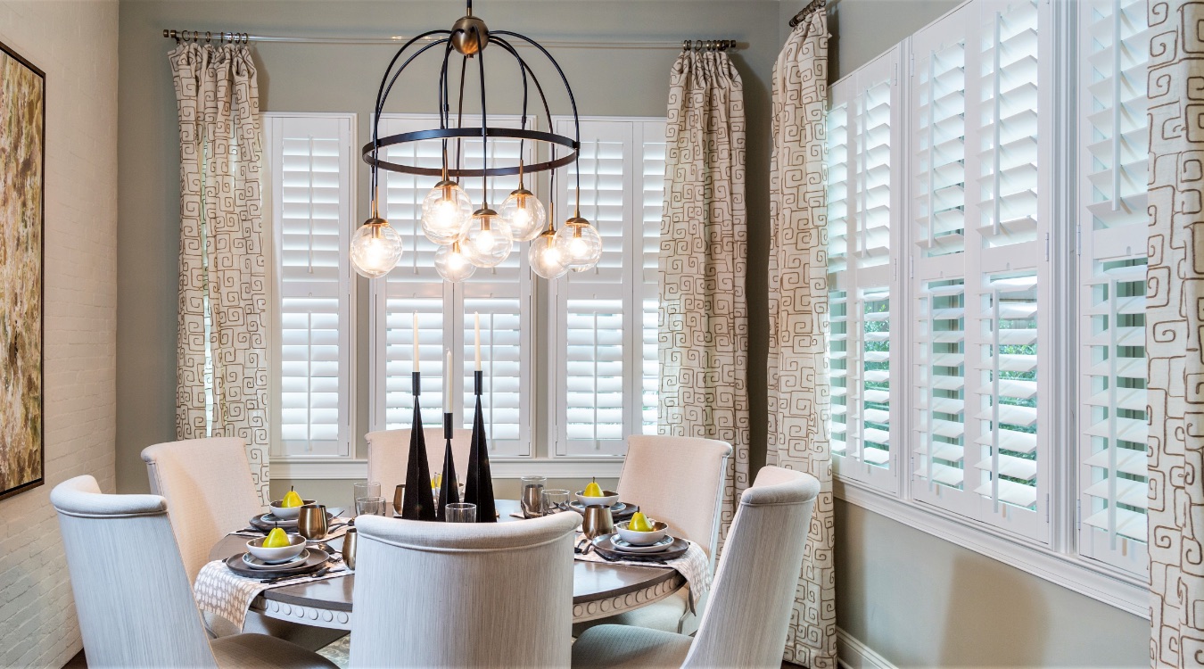 Interior shutters in dining room