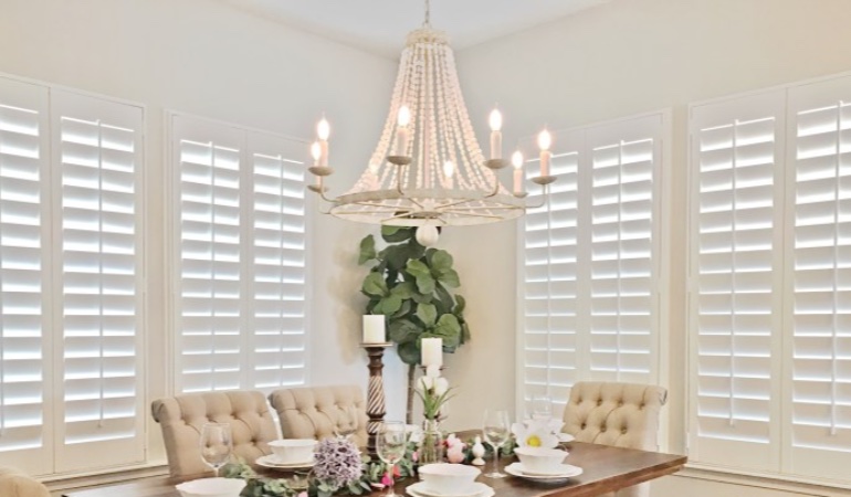 Polywood shutters in a Honolulu dining room.
