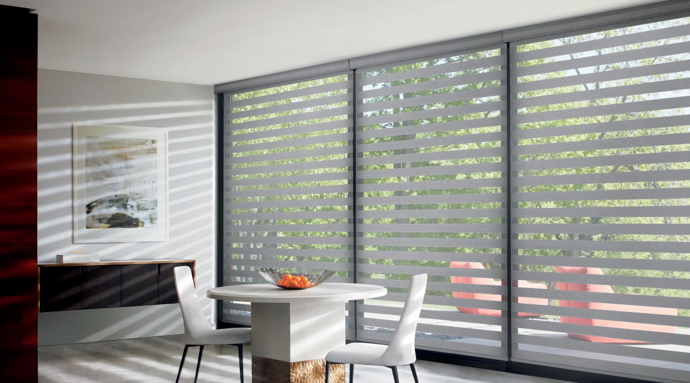 Modern transitional shades in dining room